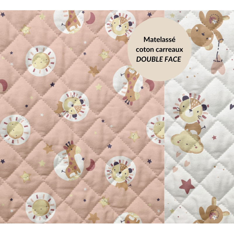 Printed Quilted Cotton BLINI / BLOUBI Powder / Caramel